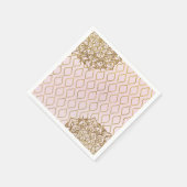 赤面ピンク&金ゴールドモロッコアラビアンナイト結婚ズ スタンダードカクテルナプキン (角)