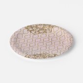 赤面ピンク&金ゴールドモロッコアラビアンナイト結婚ズ ペーパープレート (アングル)