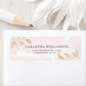 赤面ピンク&金ゴールド植物学差出人住所ラベル ラベル (インサイチュ)