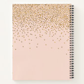 赤面ピンク&金ゴールド紙吹雪ブライダルシャワーレシピ ノートブック (裏面)