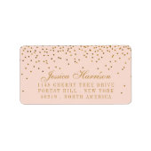 赤面ピンク&金ゴールド紙吹雪結婚ズ ラベル (正面)