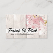 赤面ピンク&金ゴールド絵を描(ばちゃばちゃ)跳ねるオン素朴ウッド 名刺 (裏面)