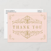 赤面ピンク&金ゴールド華美スワールブライダルシャワー ポストカード (正面/裏面)