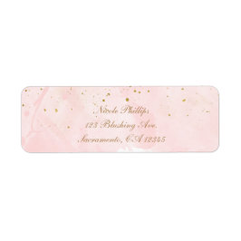 赤面ピンク&金ゴールド（ばちゃばちゃ）跳ねるモダンブライダルシャワー ラベル