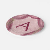 赤面ピンク、金ゴールド、ブルゴーニュ女子誕生日 ペーパープレート (アングル)