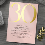 赤面ピンク&金ゴールド |モダン 30ガーリーth Birthday 箔招待状<br><div class="desc">モダンスタイル30歳の誕生日招待状で、金属箔に大きな見出し"30"を実在持つ。イベント詳細は、マットブラックフォントで下に印刷される。金ゴールドのピンク色の背景に赤面のアクセント。(背景色はデザインツールを使って変更できる。金属箔のタイプを変更することもできます。</div>