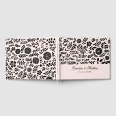 赤面ピンク |黒い花のパタ結婚ーン ゲストブック (全面)