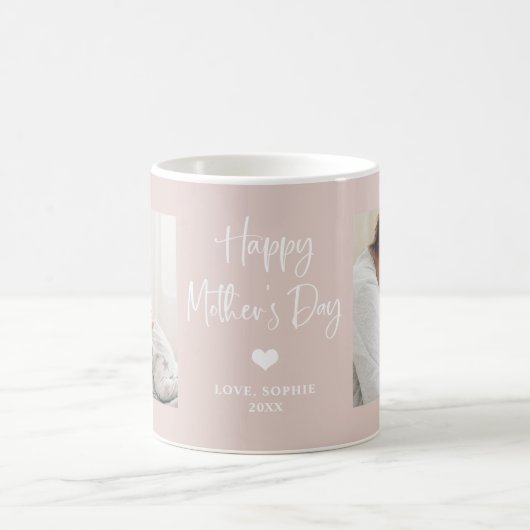 赤面ピンク | 2枚のフォトスクリプトHappy Mother's Day コーヒーマグカップ (中央)