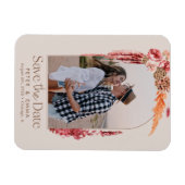 赤面ピンク | Boho Save the Date Pampas Grass Photo マグネット (横)