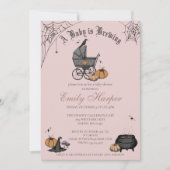 赤面ピンクAベビーは赤ちゃんシャワーを醸造している 招待状 (正面)