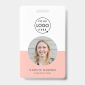赤面ピンクID |写真モダン名ロスタイリッシュゴQR バッジ (正面)