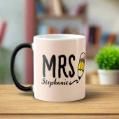 赤面ピンクlかわいい鉛筆タイポグラフィ先生ギフト モーフィングマグカップ