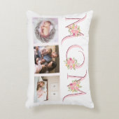 赤面ピンクMOMタイポグラフィフォトマザーズ・デイ アクセントクッション (正面(垂直))