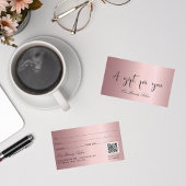 赤面ピンクqrコードギフト証明書 名刺