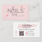 赤面ピンクQRコードネイルサロン 名刺 (正面/裏面)