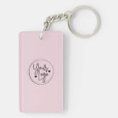 赤面ピンクQRコードロゴビジネスキーチェーン キーホルダー (裏面)