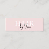 赤面ピンクQRコード美容師モダンタイポグラフィ スキニー名刺 (正面)