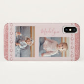赤面ピンクRhinestoneグリッター名写真 Case-Mate iPhoneケース (裏面(横))