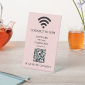 赤面ピンクWiFi QR | ネットワーカスタムクアクセスの表示 台座サイン (インサイチュ)