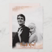 赤面ピングラデーションク金ゴールド結婚ズ サンキューカード (正面/裏面)