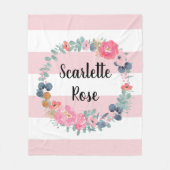 赤面ピンパーソナライズされたクベビーガールフローラリース フリースブランケット (正面)