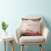 赤面ピンパーソナライズされたク金ゴールドグリッターアゲガーリーート クッション (椅子)