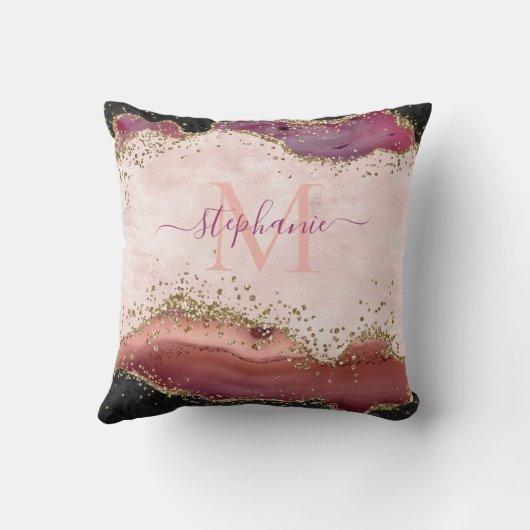 赤面ピンパーソナライズされたク金ゴールドグリッターアゲガーリーート クッション (裏面)