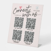 赤面ピンモダンクのロゴQRコードソーシャルメディアのサイン 台座サイン (正面)