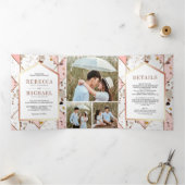 赤面ピン自然ク幾何結婚学 三つ折り招待状 (内部)