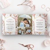 赤面ピン自然ク幾何結婚学 三つ折り招待状