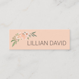赤面ピーチウォーターカラーフローラバラ&セージ緑 スキニー名刺