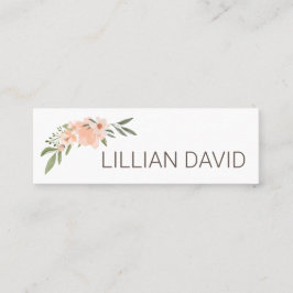 赤面ピーチウォーターカラーフローラバラ&セージ緑 スキニー名刺
