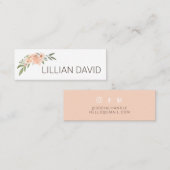 赤面ピーチウォーターカラーフローラバラ&セージ緑 スキニー名刺 (正面/裏面)