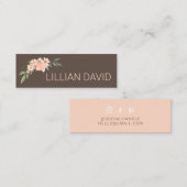 赤面ピーチウォーターカラーフローラバラ&セージ緑 スキニー名刺 (正面/裏面)