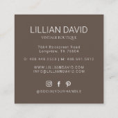 赤面ピーチウォーターカラーフローラバラ&セージ緑 スクエア名刺 (裏面)