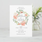 赤面ピーチウォーターカラーフローラリース結婚ズ 招待状 (スタンド正面)