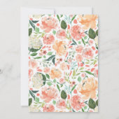 赤面ピーチウォーターカラーフローラリース結婚ズ 招待状 (裏面)