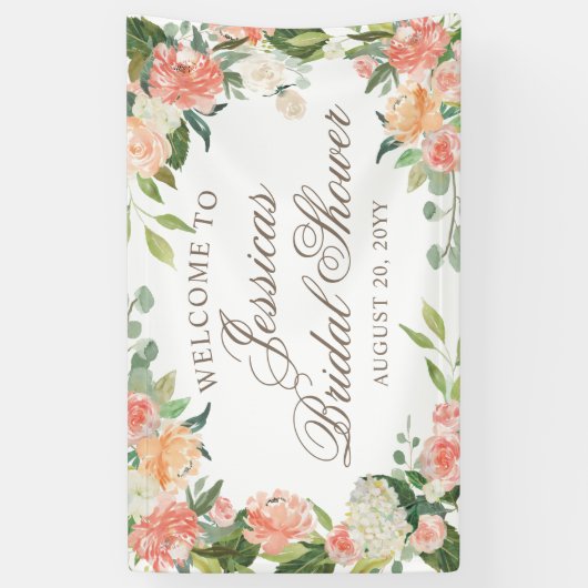 赤面ピーチウォーター色フローラシャワーウェルカム 横断幕 (縦)