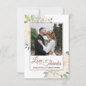 赤面ピーチウォーター色フローラ写真&ノート結婚ズ サンキューカード (正面)