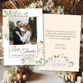 赤面ピーチウォーター色フローラ写真&ノート結婚ズ サンキューカード