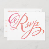 赤面ピーチウォーター色RSVPポストカード インビテーションポストカード (正面/裏面)