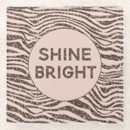 赤面ピーチチョコレートブラウンゼブラグリッター ガラスコースター