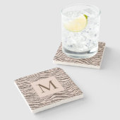 赤面ピーチチョコレートブラウンゼブラグリッター ストーンコースター (横)