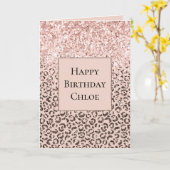 赤面ピーチチョコレートブラウンヒョウグリッター カード (黄色い花)