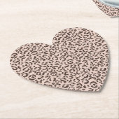 赤面ピーチチョコレートブラウンヒョウグリッター ペーパーコースター (アングル)