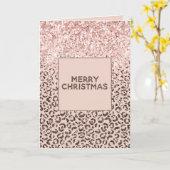 赤面ピーチチョコレートブラウンレオパードグリッター カード (黄色い花)