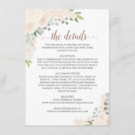 赤面ピーチバラ素朴ボホシック結婚ズ詳細 エンクロージャーカード (正面)