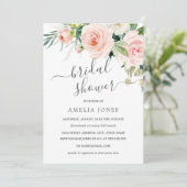 赤面ピーチピンクウォーターカラーフローラブライダルシャワー 招待状 (スタンド正面)