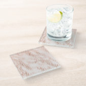 赤面ピーチピンクホワイトゼブラプリント ガラスコースター (アングル)