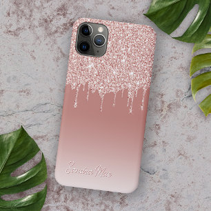 赤面ピーチピンクローズ金ゴールドグリッターアートパターン iPhone 11 PRO MAXケース